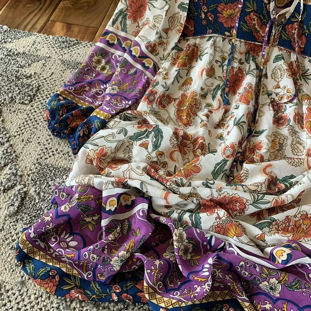 New Boho Floral Midi Maxi Bohemian Dress - Picture 4 of 10